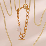 18K Plated Pearl Bracelet Waterproof Hypoallergenic Chain for Women