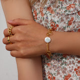 18K Plated Pearl Bracelet Waterproof Hypoallergenic Chain for Women