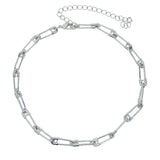 Micro Pave Cz Safety Pin Link Chain Choker Necklace for Wedding
