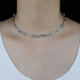 Micro Pave Cz Safety Pin Link Chain Choker Necklace for Wedding
