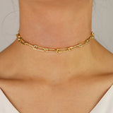 Micro Pave Cz Safety Pin Link Chain Choker Necklace for Wedding