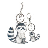 Mother's Keychain Set Cat Raccoon Hedgehog Mother Son Friendship Key Holder