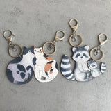 Mother's Keychain Set Cat Raccoon Hedgehog Mother Son Friendship Key Holder