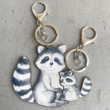 Mother's Keychain Set Cat Raccoon Hedgehog Mother Son Friendship Key Holder