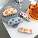 Acetic Acid Love Heart Flower Hair Claw Clip For Woman Girls