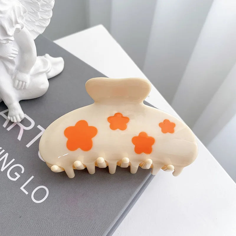 Acetic Acid Love Heart Flower Hair Claw Clip For Woman Girls