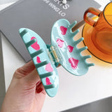 Acetic Acid Love Heart Flower Hair Claw Clip For Woman Girls