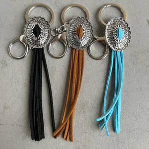 Western Cowboy Style Tassel Pendant Leather Keychain