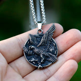Stainless Steel Punk Eagle Head Pendant Necklace for Men