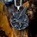 Stainless Steel Punk Eagle Head Pendant Necklace for Men