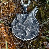 Stainless Steel Punk Eagle Head Pendant Necklace for Men