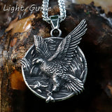 Stainless Steel Punk Eagle Head Pendant Necklace for Men