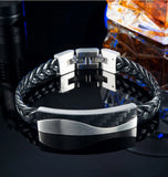 Stainless Steel Carbon Fiber Men's Bracelet 12MM