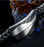 Stainless Steel Carbon Fiber Men's Bracelet 12MM