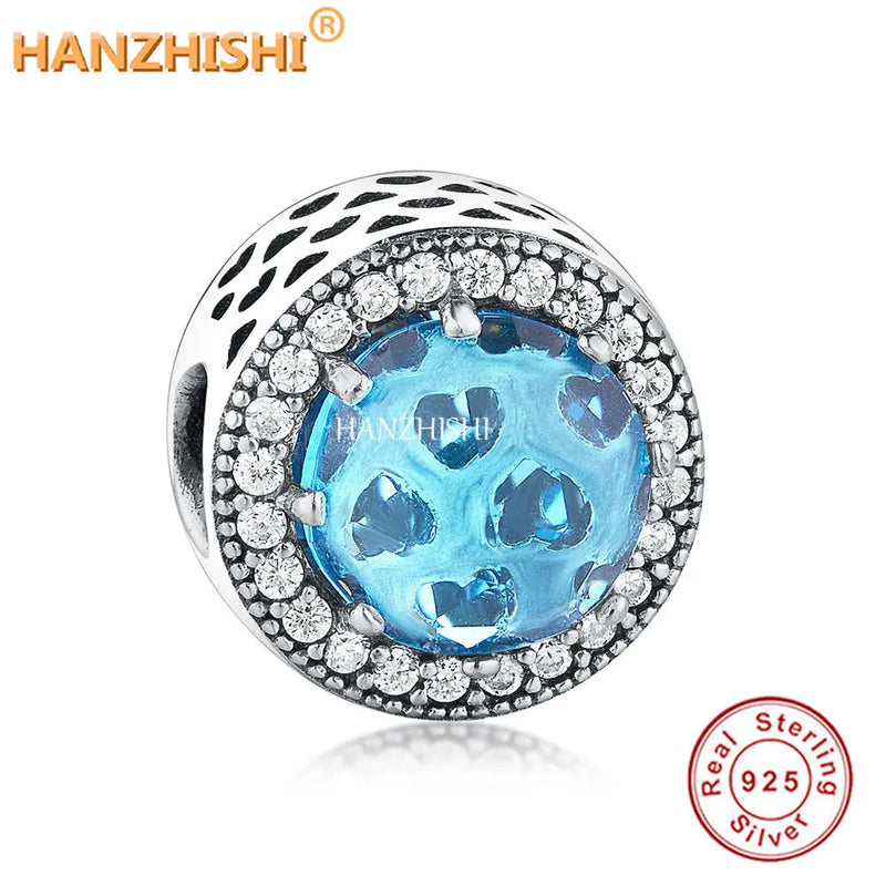 925 Silver Crystal Heart Charms Beads for Bracelet