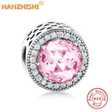 925 Silver Crystal Heart Charms Beads for Bracelet