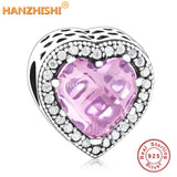 925 Silver Crystal Heart Charms Beads for Bracelet