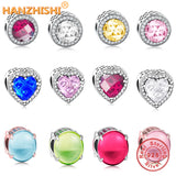 925 Silver Crystal Heart Charms Beads for Bracelet