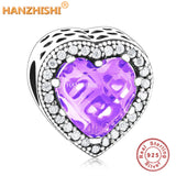 925 Silver Crystal Heart Charms Beads for Bracelet