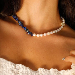Winter Gravel Necklace Ink Natural Pearl Choker Necklace