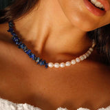 Winter Gravel Necklace Ink Natural Pearl Choker Necklace