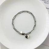 Vintage Thai Silver Heart Charm Bracelet 925 Sterling Silver 18K Plated