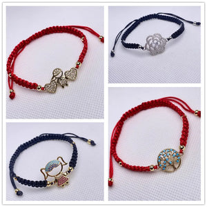 Lucky Red Thread CZ Charms Bracelet Adjustable Wristbands