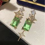 Women Candy Star Earrings Asymmetrical S925 Silver Needle Flash Earrings