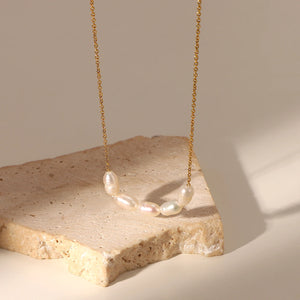 18K Plated Pearl Necklace for Women Jewelry