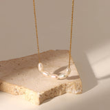 18K Plated Pearl Necklace for Women Jewelry