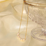 18K Plated Pearl Necklace for Women Jewelry