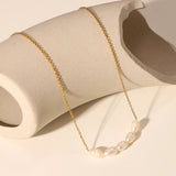 18K Plated Pearl Necklace for Women Jewelry