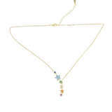 Colorful Cz Rainbow Star Link Chain Choker Y Charm Necklace