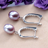 Freshwater Pearl Earrings Zircon 925 Sterling Silver Drop Earring