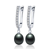 Freshwater Pearl Earrings Zircon 925 Sterling Silver Drop Earring