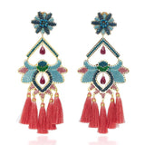 Bohemian Tassel Drop Earrings Insect Shape Statement Party Wedding Accessories