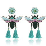 Bohemian Tassel Drop Earrings Insect Shape Statement Party Wedding Accessories