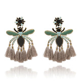 Bohemian Tassel Drop Earrings Insect Shape Statement Party Wedding Accessories