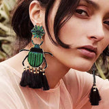 Bohemian Tassel Drop Earrings Insect Shape Statement Party Wedding Accessories