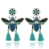 Bohemian Tassel Drop Earrings Insect Shape Statement Party Wedding Accessories