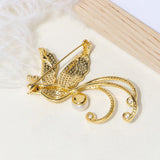 Vintage Cubic Zircon Freshwater Pearl Phoenix Brooches