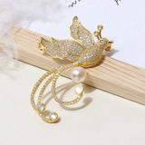 Vintage Cubic Zircon Freshwater Pearl Phoenix Brooches