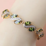 925 Mark Olive Green Stone African Female Bracelet Bangle 18+3CM