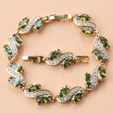 925 Mark Olive Green Stone African Female Bracelet Bangle 18+3CM