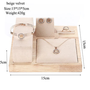 Wooden Necklace Bracelets Earrings Set Display Stand
