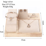 Wooden Necklace Bracelets Earrings Set Display Stand