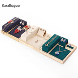 Wooden Necklace Bracelets Earrings Set Display Stand