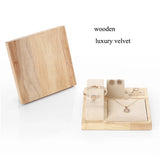Wooden Necklace Bracelets Earrings Set Display Stand