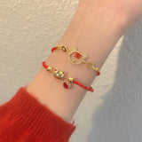 Lucky Red String Female Zodiac Tiger Hand Bracelet