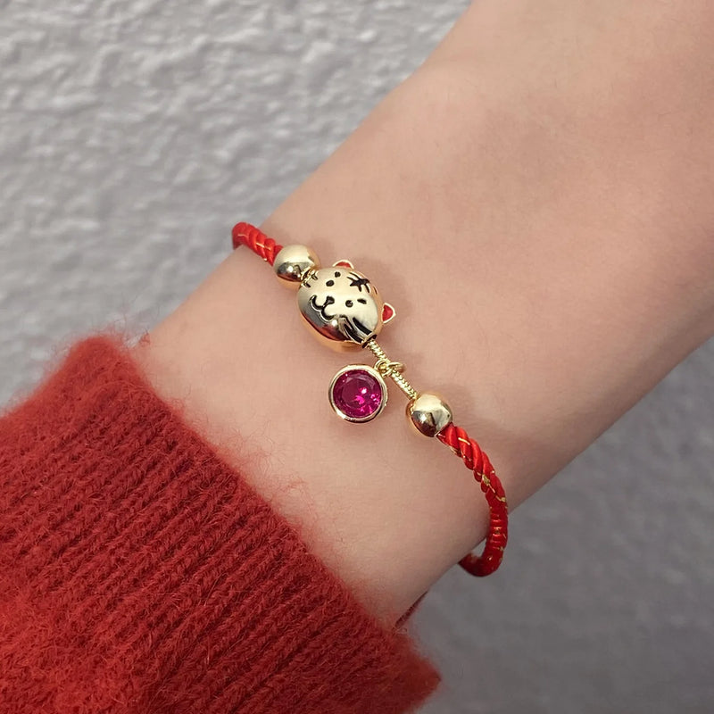 Lucky Red String Female Zodiac Tiger Hand Bracelet